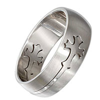Mens Stainless Steel Cross Ring