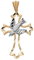 14K Cross with Dove Pendant