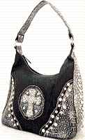 Black Leather HandBag With Cross