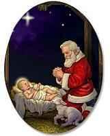 Adoring Santa Oval Magnet