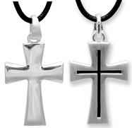 Mens Cross Necklace with Leather Cord