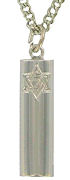 Sterling Silver Round Mezuzah Necklace 