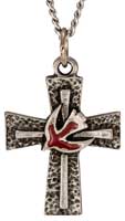 Confirmation Cross with Red Dove Necklace