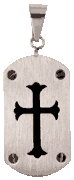 Stainless Steel Cross Dog Tag With Lucite Center 