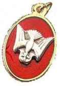 Red Enameled  Dove Confirmation Pendant 