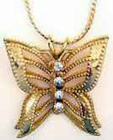 Butterfly pendant necklace with crystals