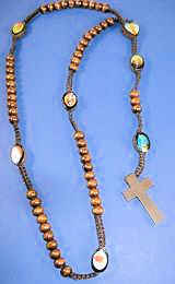 Wood Bead Rosary with Pictures