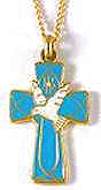 Blue Confirmation Cross Dove Necklace