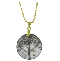 Circle Mustard Seed Tree Necklace  Pendant