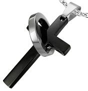 Men's Black Engagement Cross Pendant