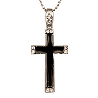 Christian necklace Black & Silver Cross