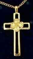 Cross - Gold Dogwood Flower Necklace