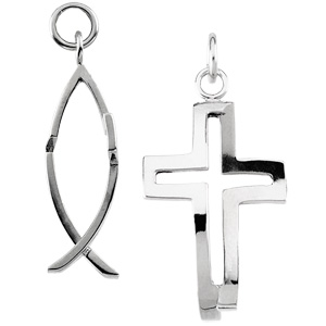 EYEVOLVER Silver Cross Fish Necklace