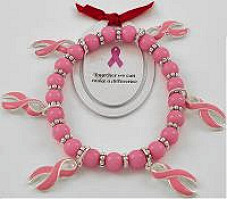 Pink 6 Ribbon Bead Bracelet
