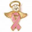Pink Breast Cancer Ribbon Angel Pin