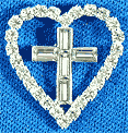 4812 Rhinestone Cross Heart Pin