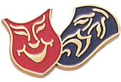 Enameled Drama Mask Pins