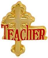 teacher cross lapel pin