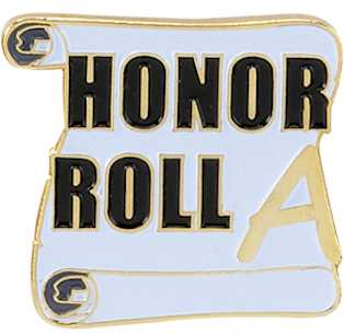 School Honor Roll Scroll Pin  