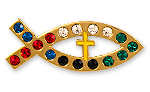 Rhinestone Fish with Cross  