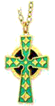 Gold or Silver Celtic Cross with Green Fill