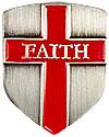 Faith Shield Antique Silver Lapel Pin