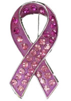 Pink Ribbon Rhinestone Brooch 
