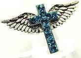 Cross and Angel Wings Pin 