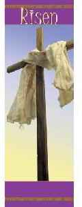 Risen Cross with Shroud Cloth Church Easter Banner