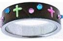 Cross Stainless Steel Ring With Color