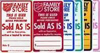 Salvation Army As Is Labels