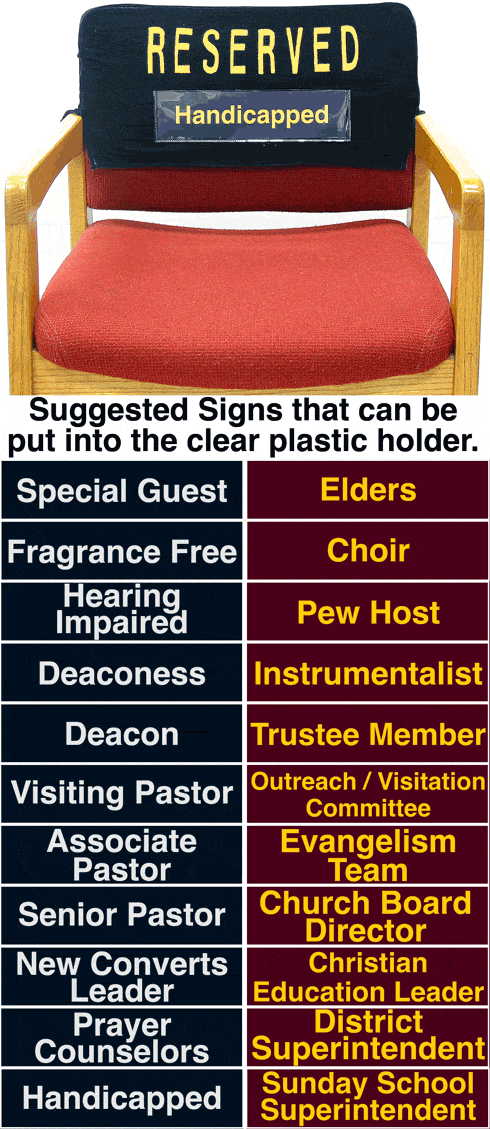 2094 Embroidered Cloth Chair Reserved Signs