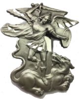 St. Michael Devil Destroyer Visor Clip Pewter 
