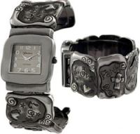 Dark Silver Love, Faith, Hope Cuff Watch