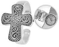 Silver Cross Cuff Bracelet Watch  