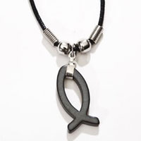 black hemitite fish necklace
