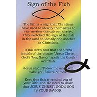 Cheap Pocket Hematite Christian Fish and Card