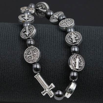 His and Hers Companion Saint Benedict Bracelet Set - Catholic