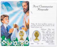 Boys Communion Holy Card with Medal