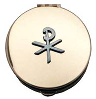 Chi-Rho Gold Stamped Pyx With Pewter Motif 