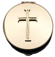 Latin Cross Gold Stamped Pyx With Gold Motif 
