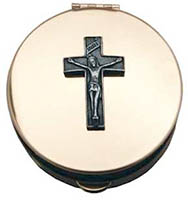 Crucifix Gold Stamped Pyx With Pewter Motif 