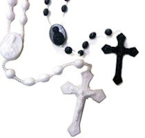 Plastic Rosary in White or Black, Inexpensive (Pkg of 20)