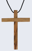Large Olive Wood Cross Necklace 4 Inch