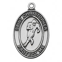 St. Christopher Football Necklace - St. Christopher Football Pendant