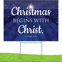 Christmas Begins With Christ Christmas Yard Signs - Christmas Lawn Signs