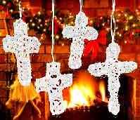 Crocheted Cross Bookmarks and Christmas Ornaments (Set of 12)