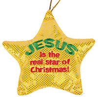 12 Jesus is a Star, Christmas Glittering Plush Stars