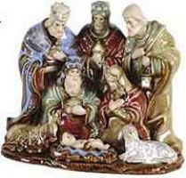 Ceramic Nativity Holy Family and 3 Kings Figurine