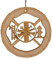 Wood Firefighter Christmas Ornament - Fireman Ornaments